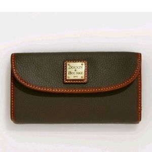Dooney & Bourke Elephant (Gray/Taupe) Flap Clutch Leather Wallet New With Tags